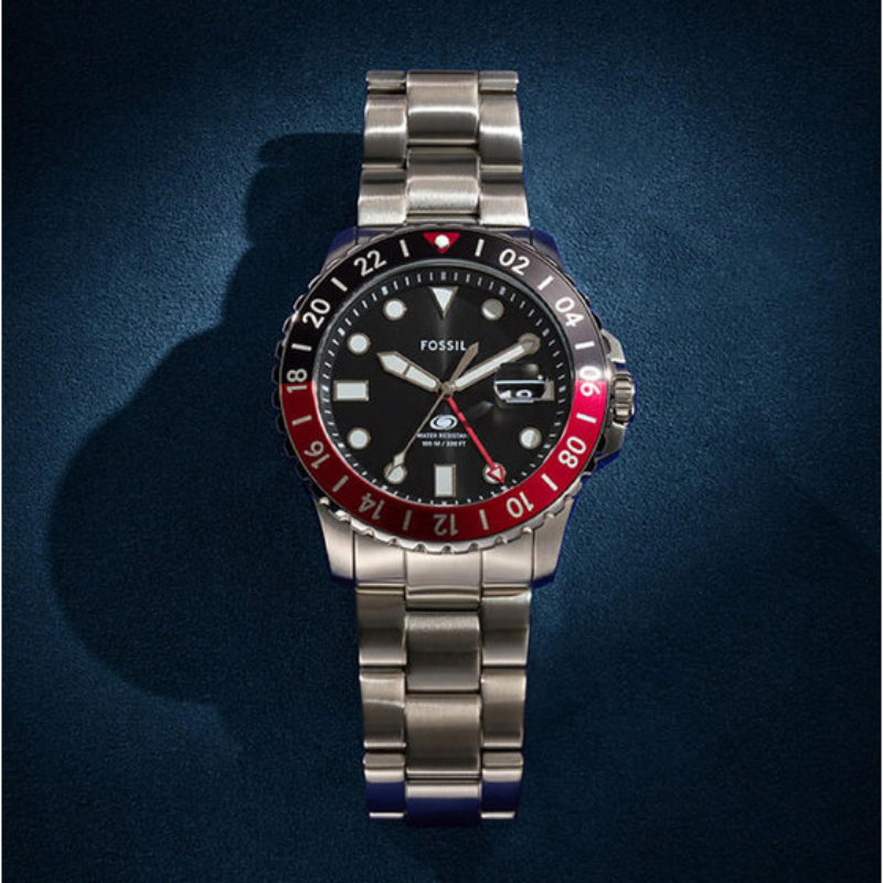 Fossil Blue GMT SilverTone Men's Watch